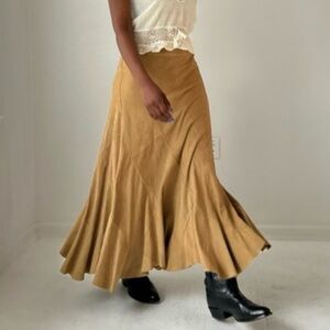 RARE!! Ralph Lauren Tan Suede Maxi Skirt